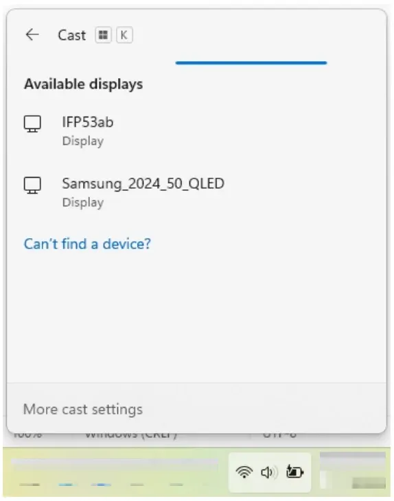 Windows + K menu on Windows
