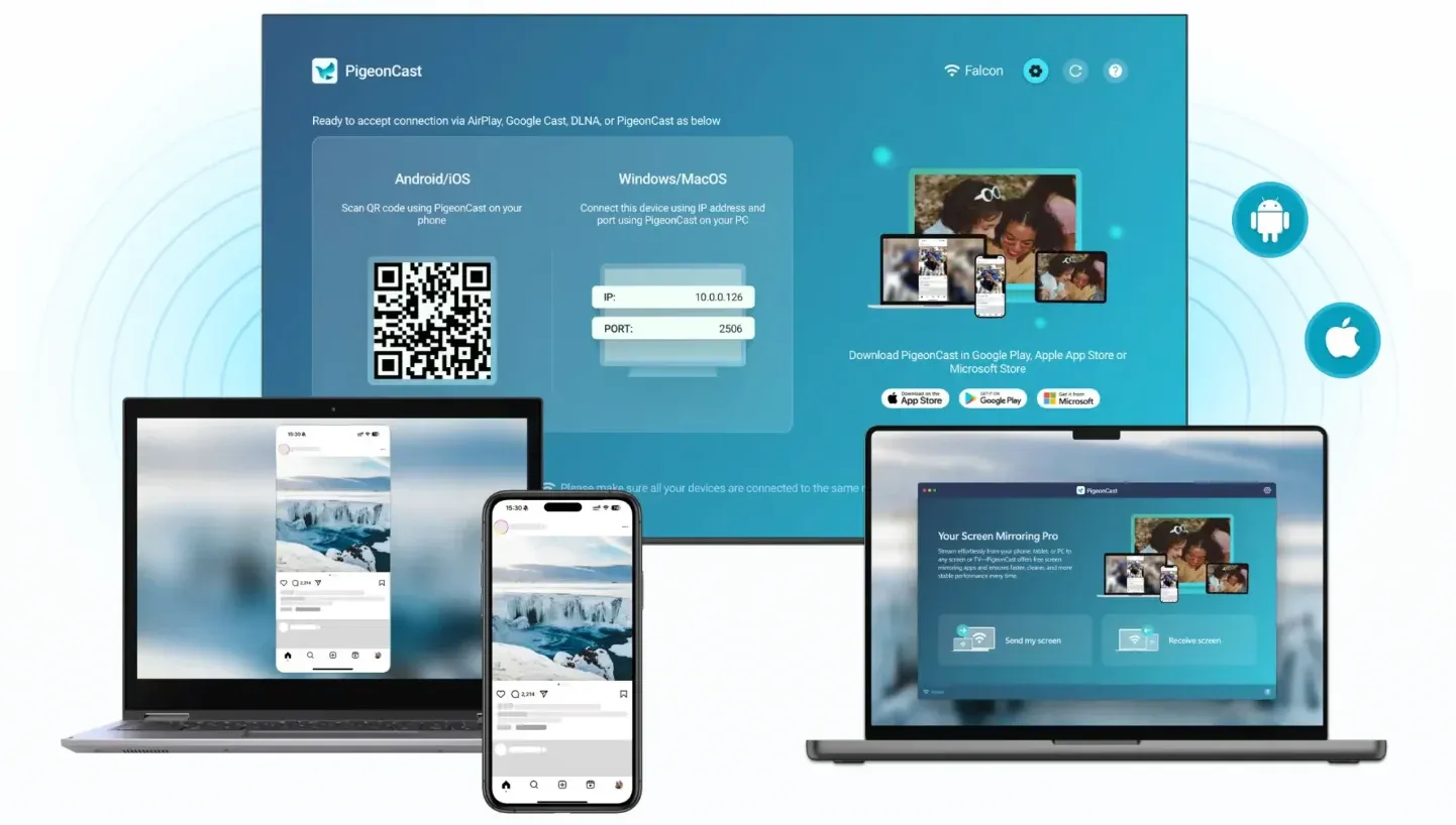 PigeonCast is a cross-platform screen mirroring app
