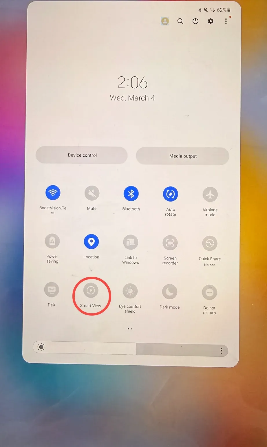 found Smart View on Samsung tablet