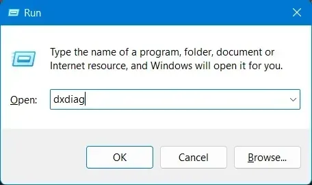 open dxdiag via Windows Run window