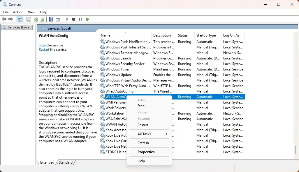 restart WLAN AutoCoding on Windows PC