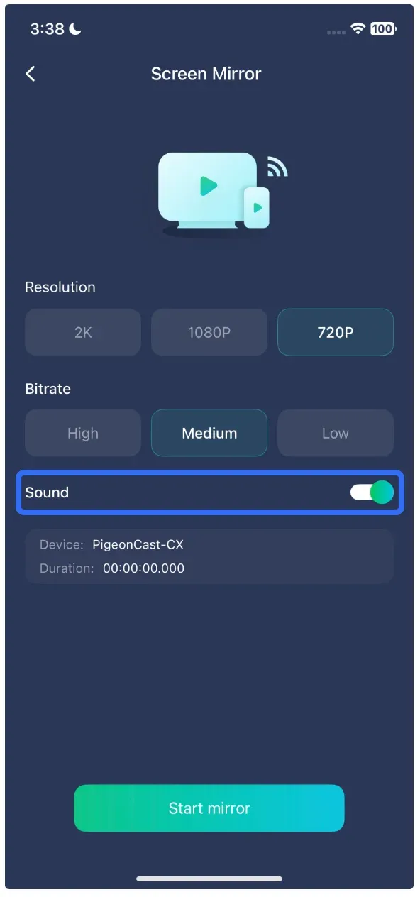 PigeonCast offers the Sound option