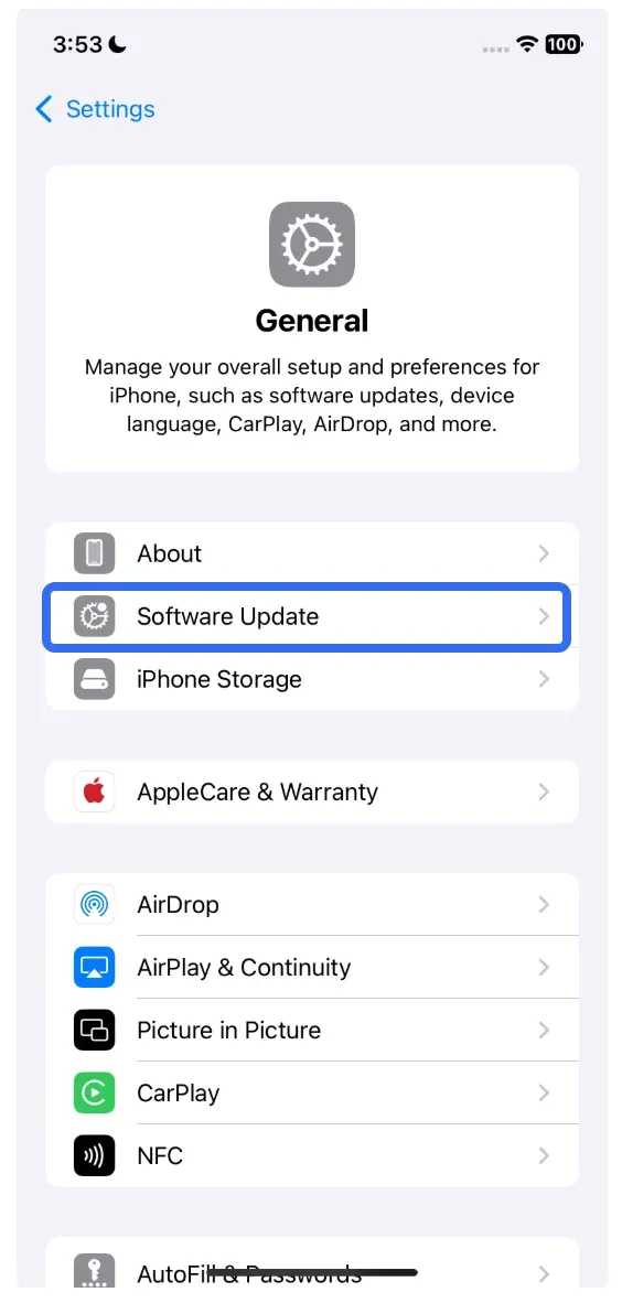 check updates for iPhone