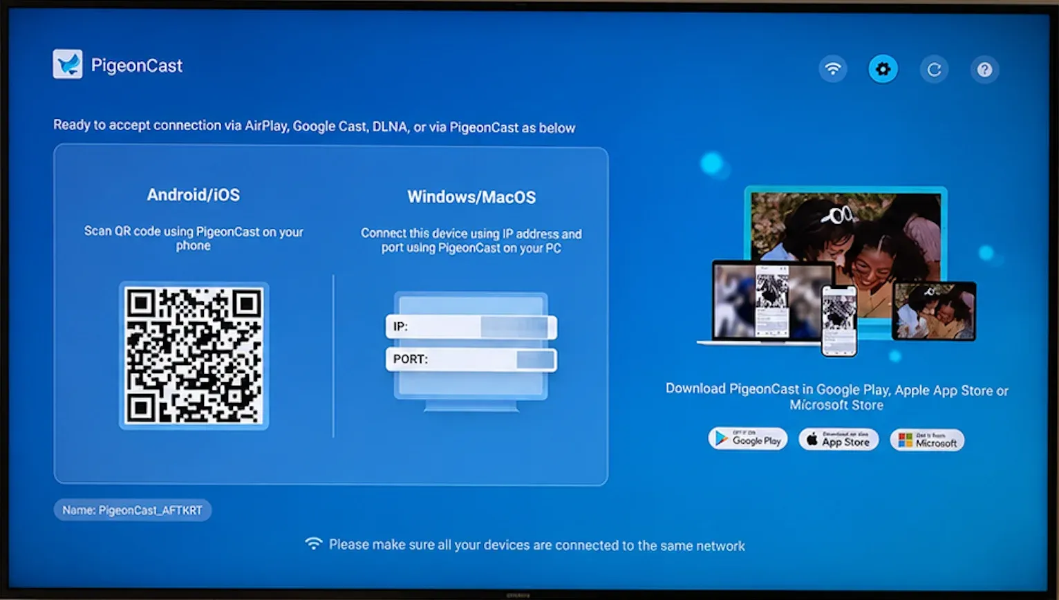 turn your TV into a screen mirroring receiver via PigeonCast