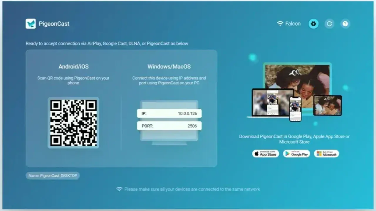 PigeonCast screen mirroring app