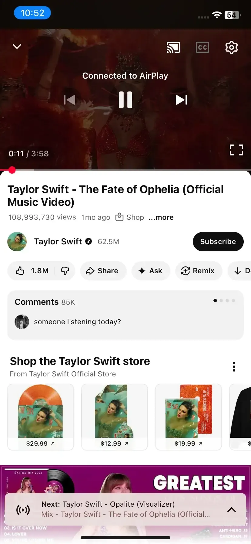 Pause button inside YouTube media player