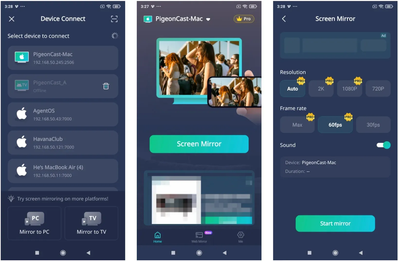how to use PigeonCast on mobile phone