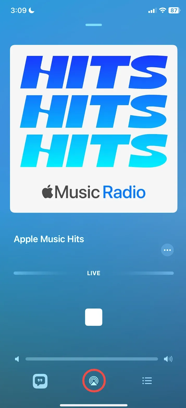 AirPlay button inside Apple Music