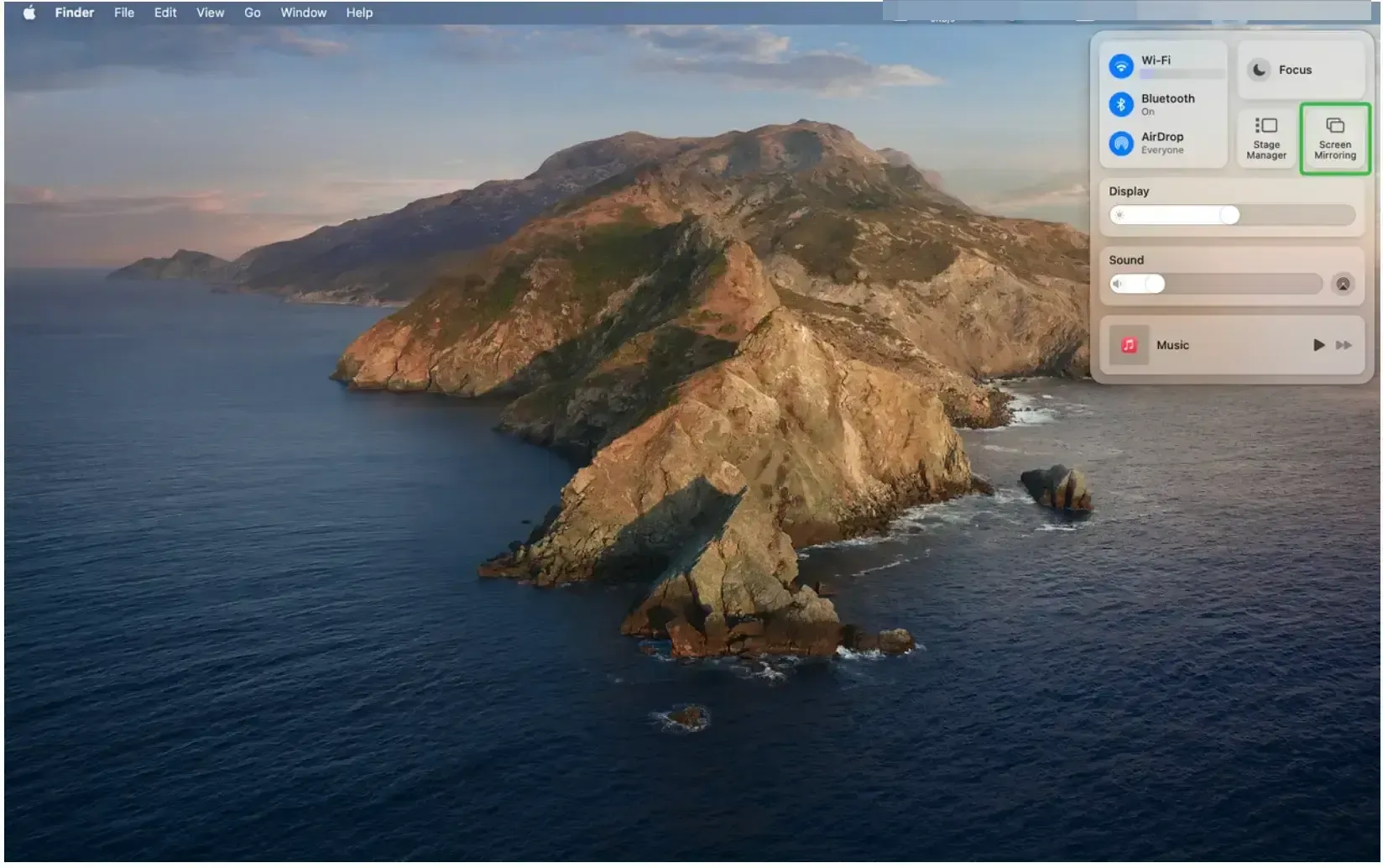 find Screen Mirroring on Mac's Control Center