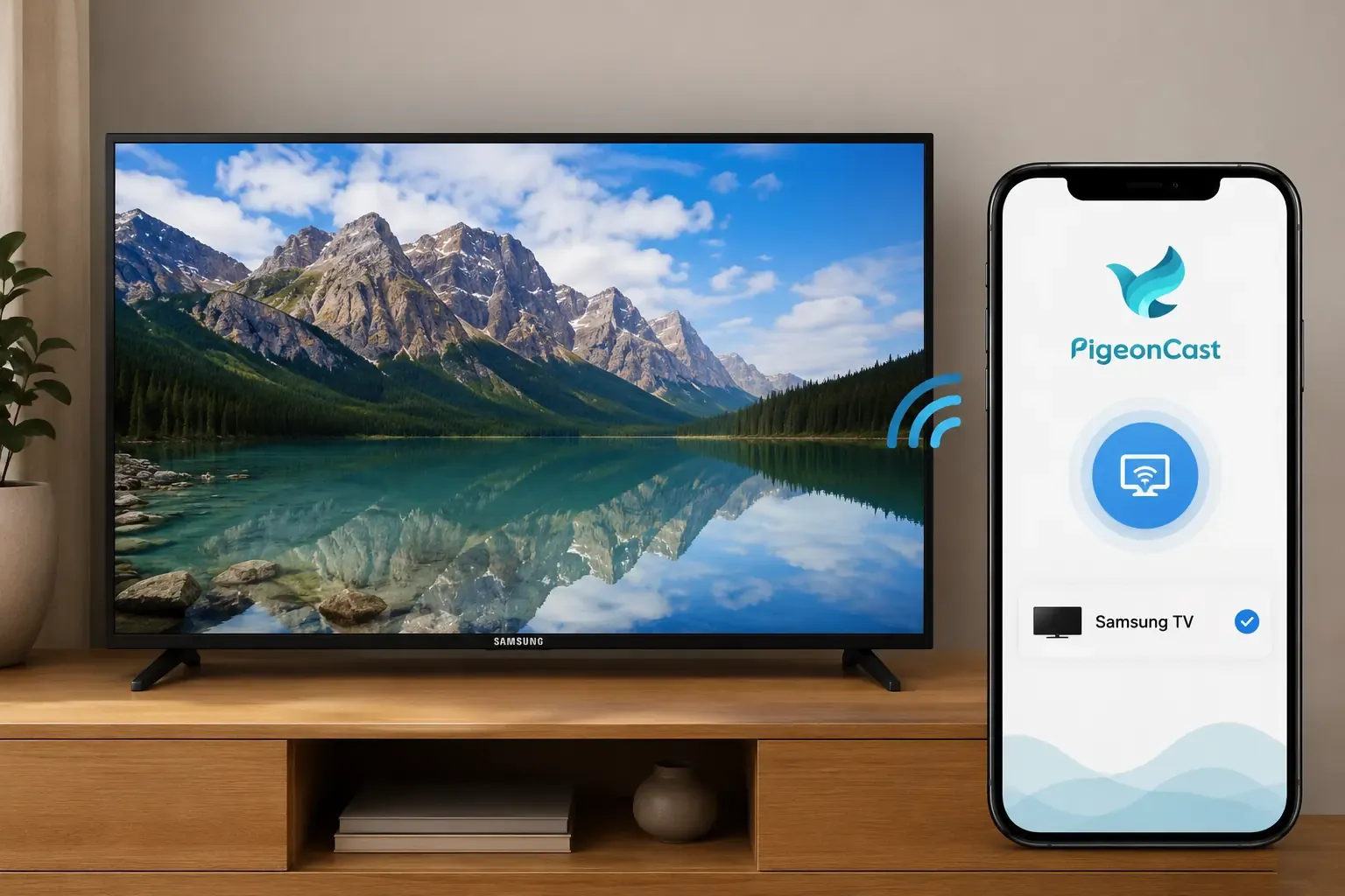 use PigeonCast to mirror on Samsung TV