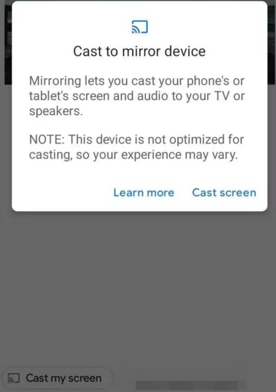 find Cast screen option