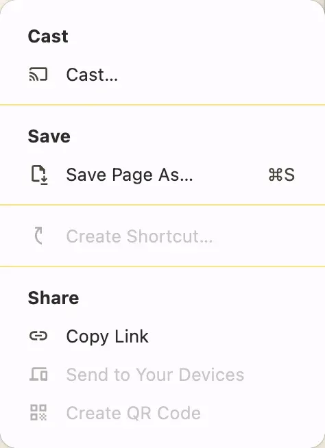 find Cast option in Chrome