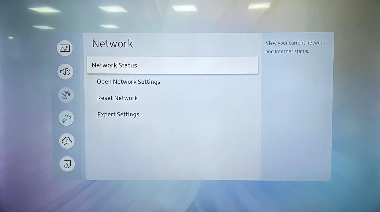 Network menu on Samsung TV