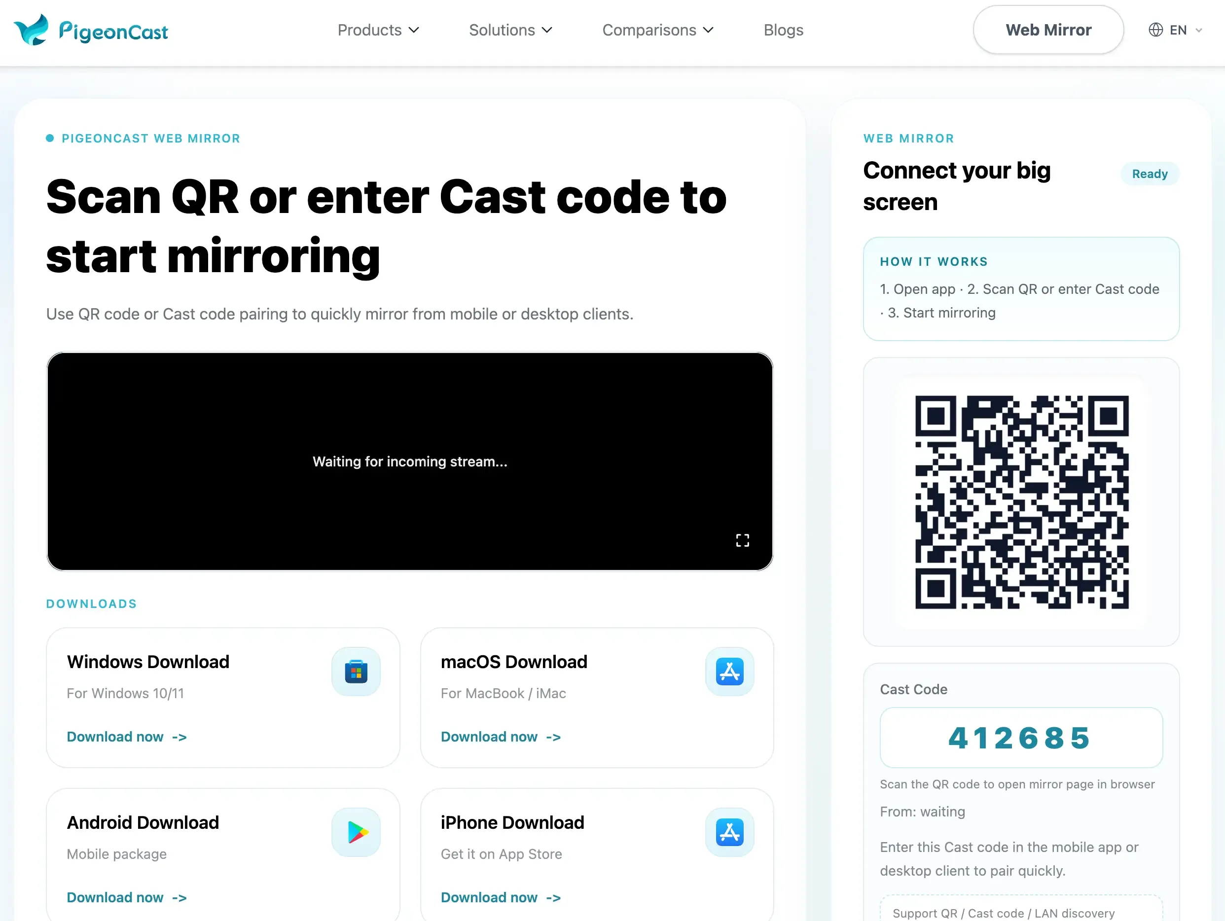 online screen mirroring tool: PigeonCast