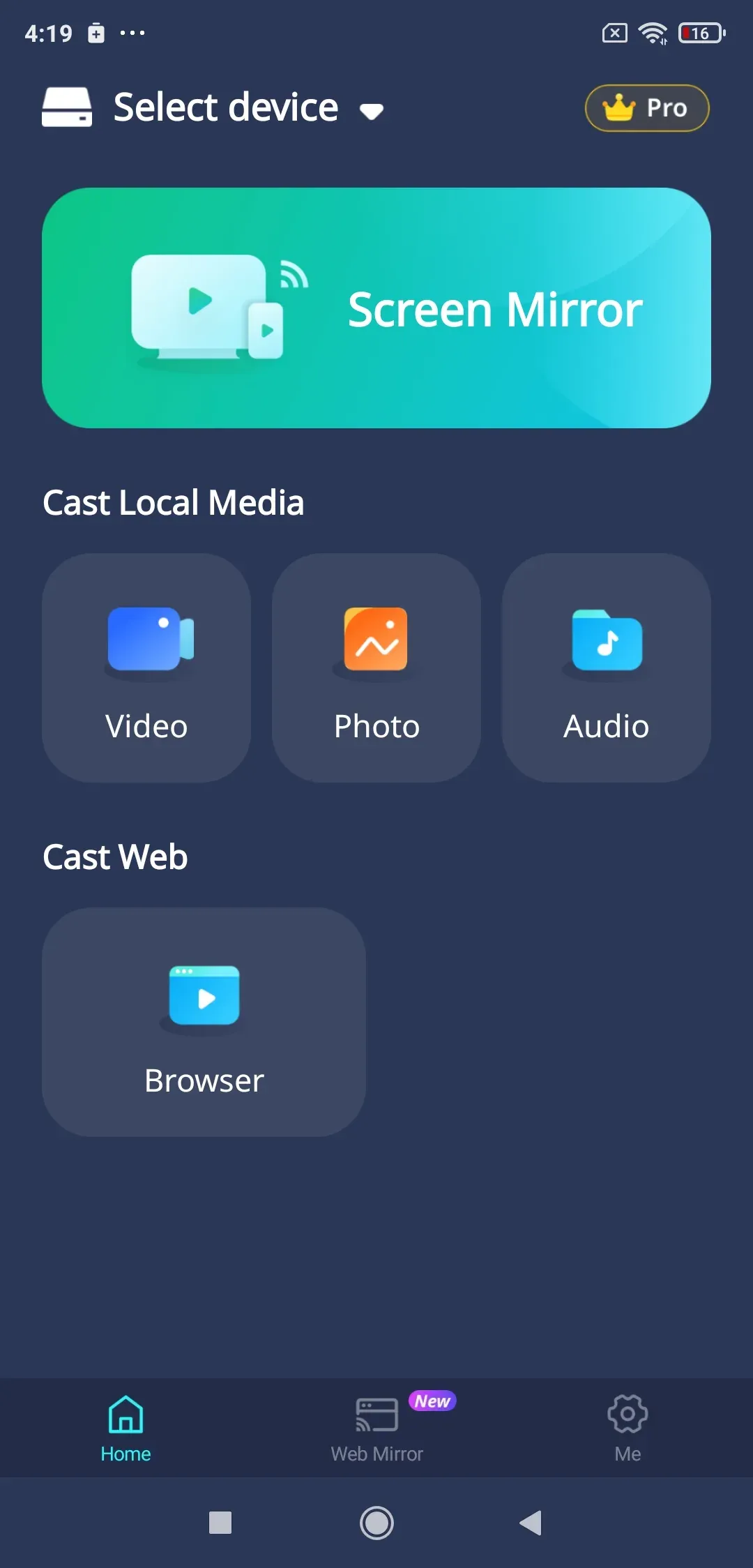open PigeonCast on Android phone