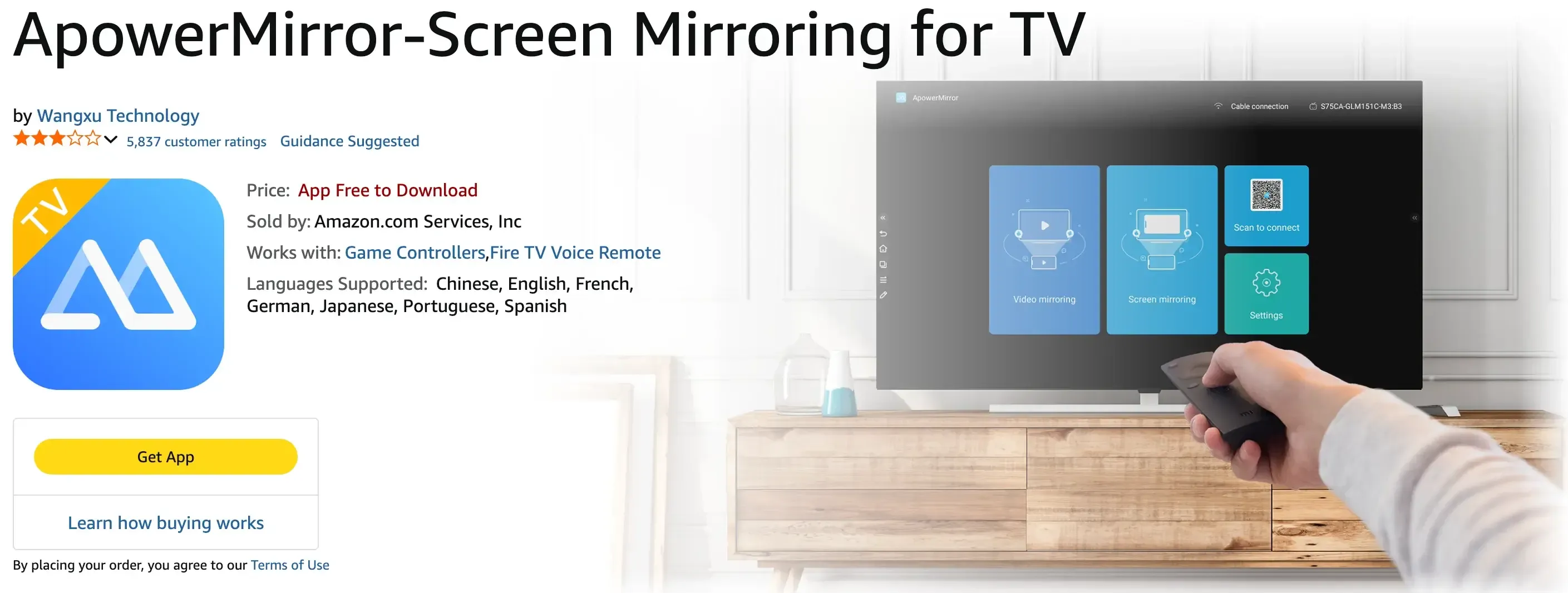 ApowerMirror review rating on Amazon Appstore