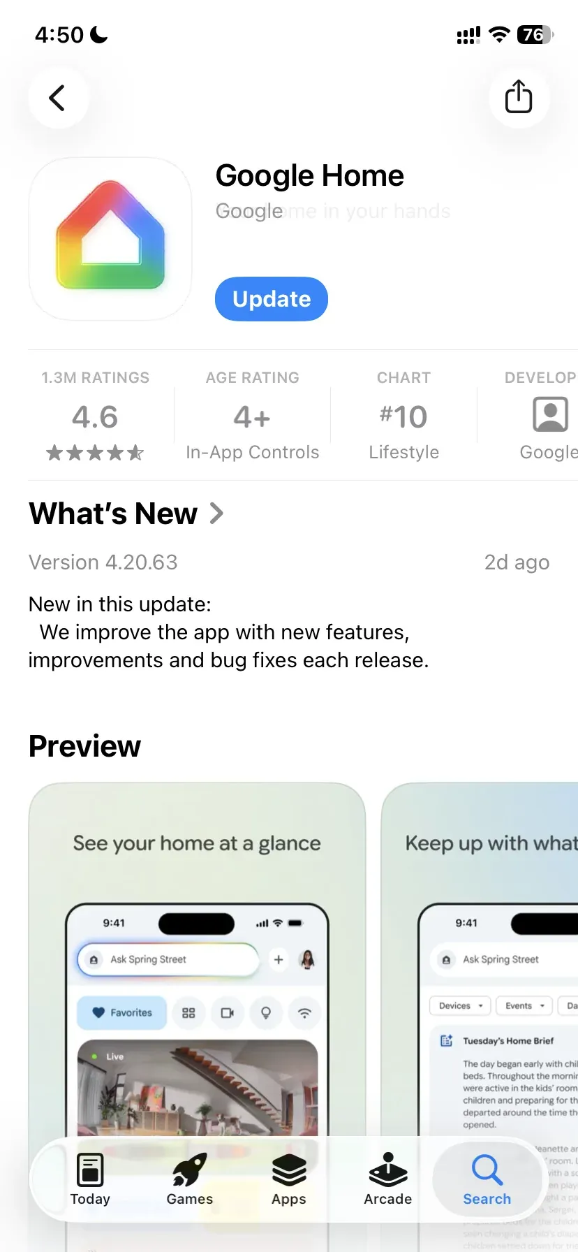Google Home in App Store