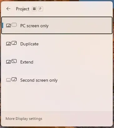 launch the Project menu on Windows
