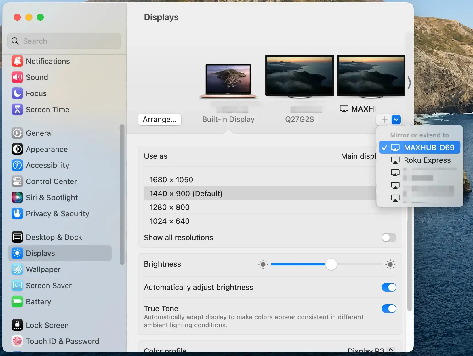 check the output mode on Mac