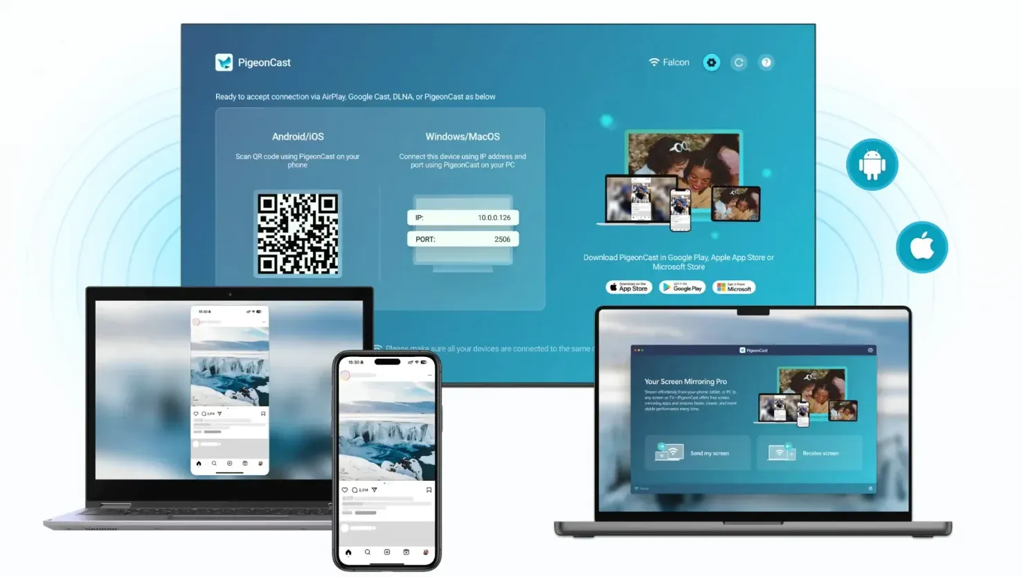 PigeonCast is a screen mirroring application