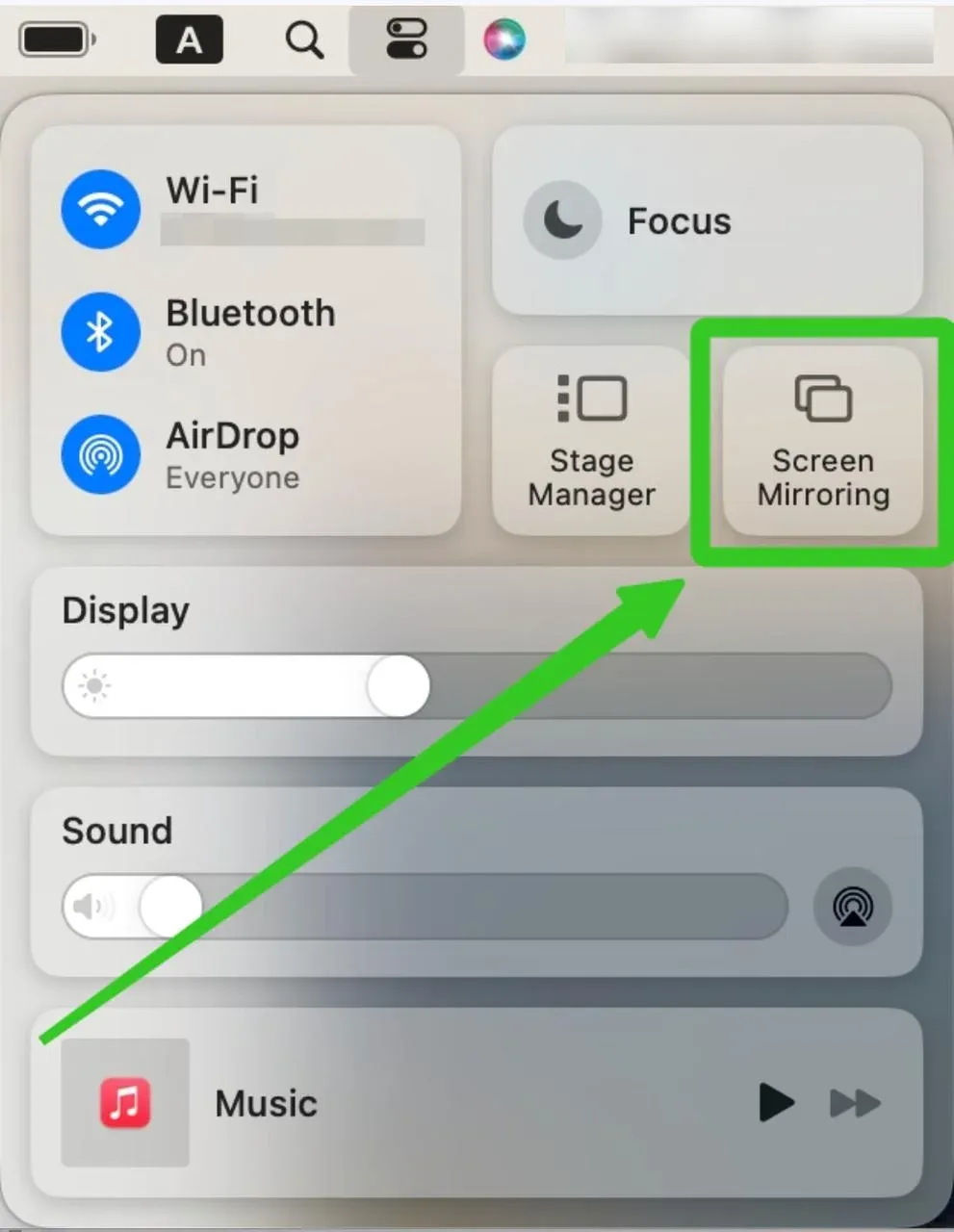 Screen Mirroring from the Control Center