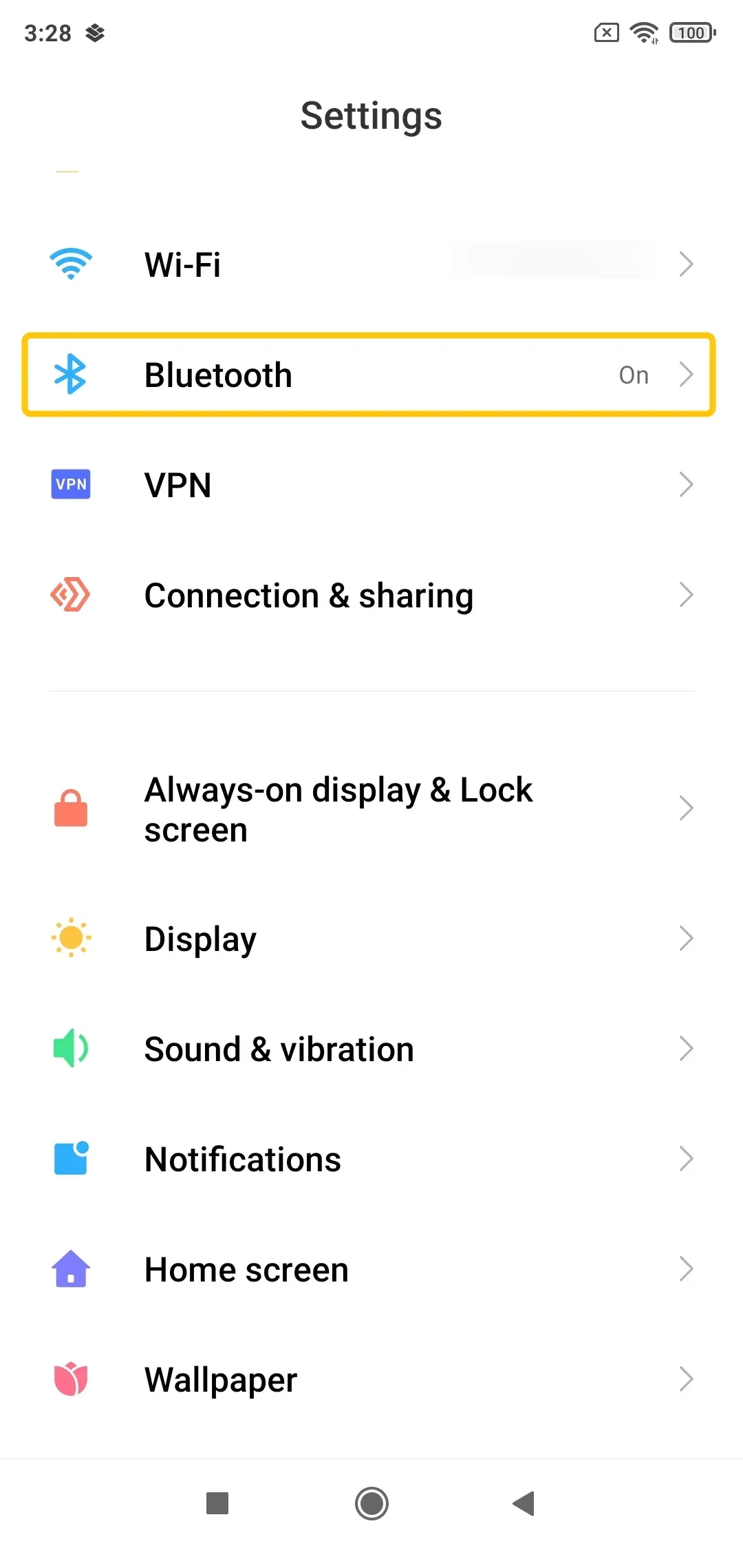 Bluetooth settings on your phone