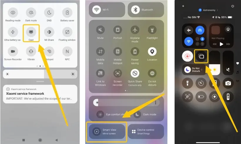 mirror option on Android and iPhone