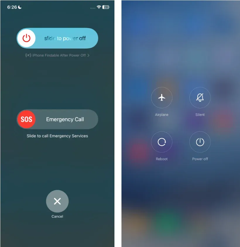Turn off menu on iPhone and Android