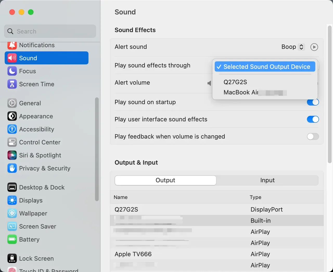 confirm the sound output device