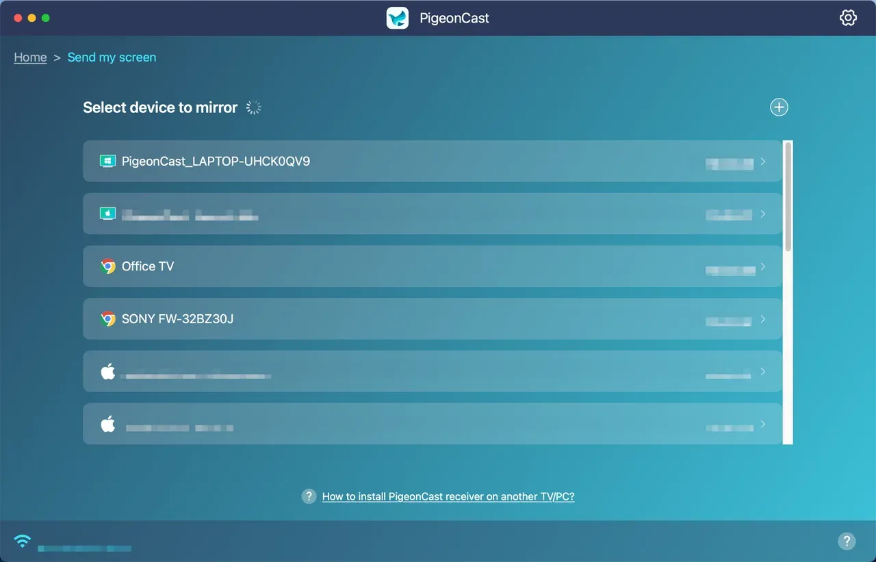 PigeonCast finds many devices to connect