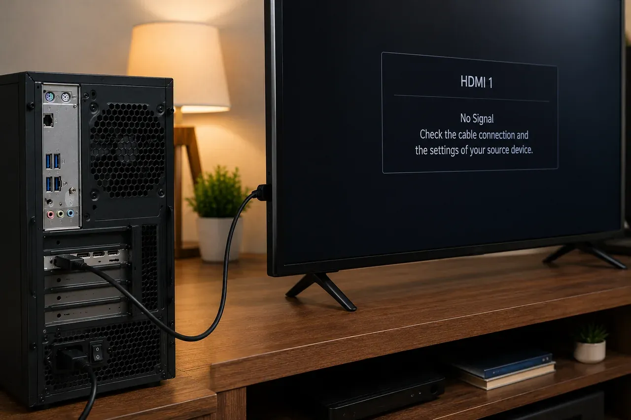 connecting HDMI cable to PC and TV