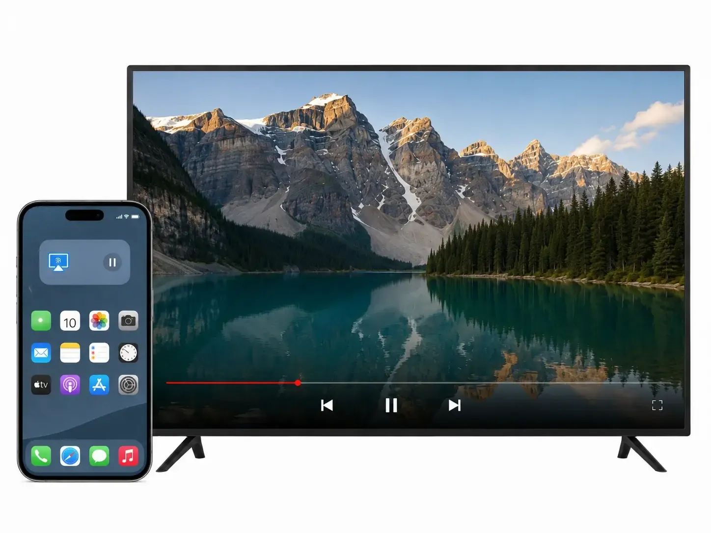 Video casting from a phone to a TV while the phone shows the home screen