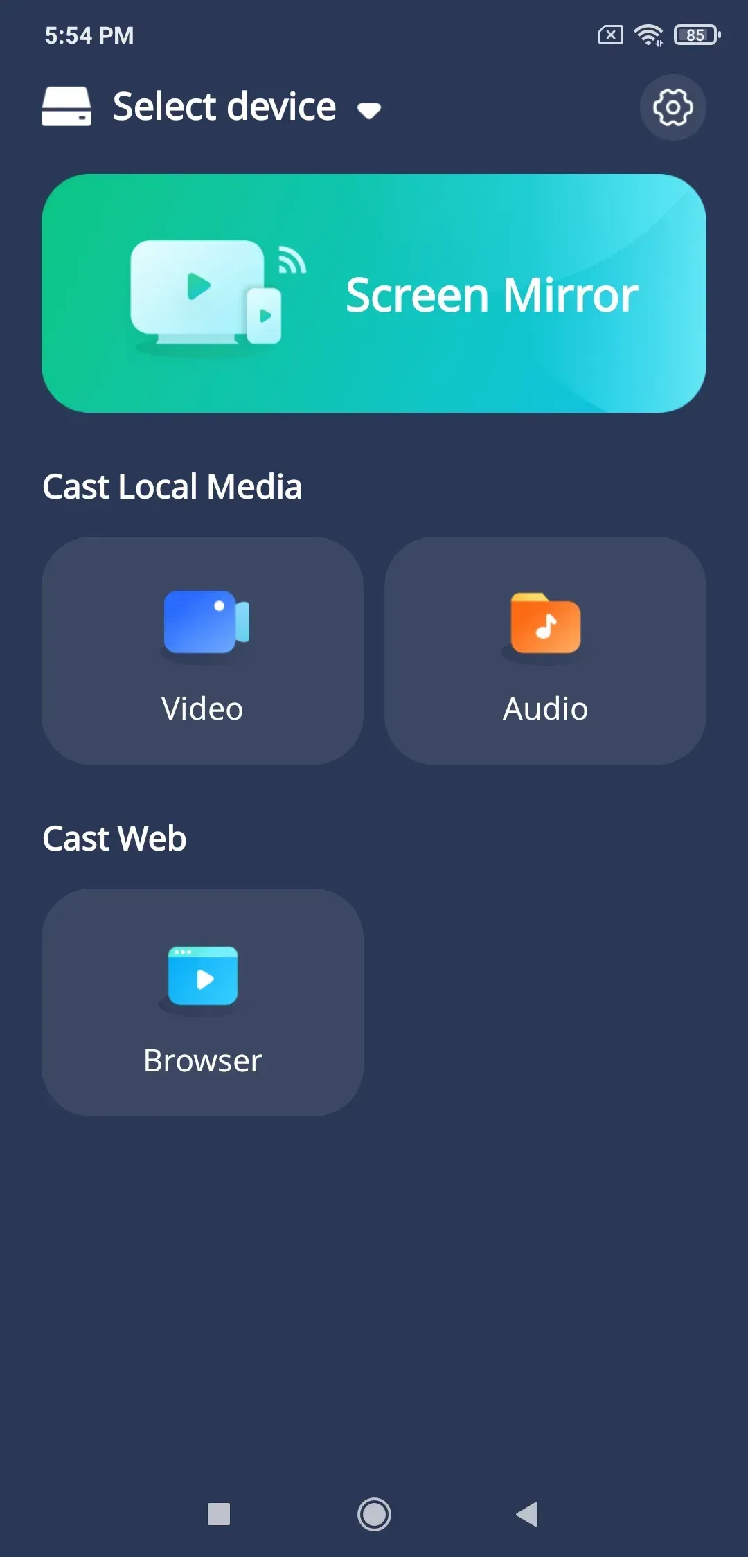 cast feature in PigeonCast app on Android phone