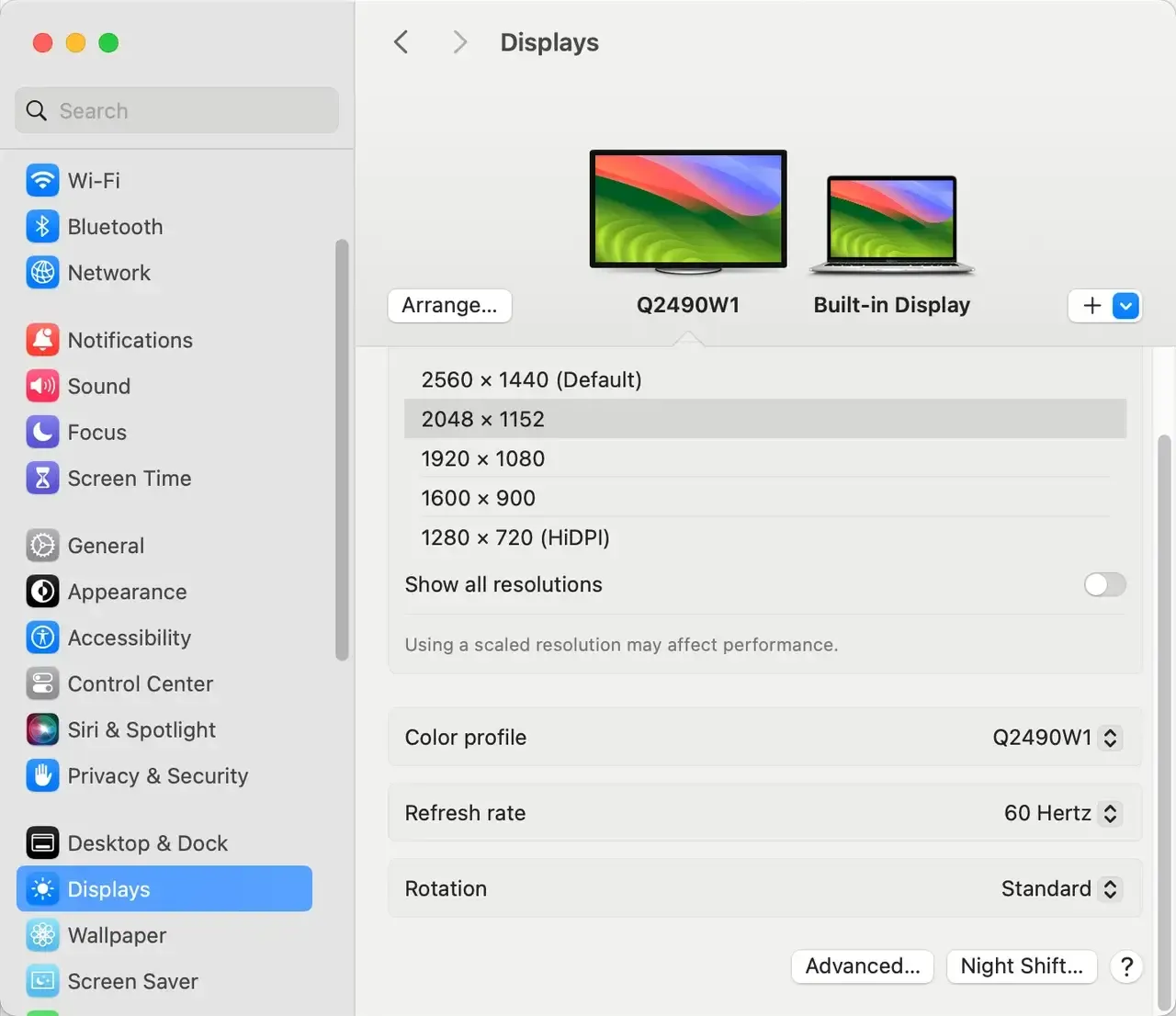 Refresh rate on Mac