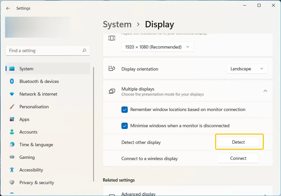 Display menu on Windows