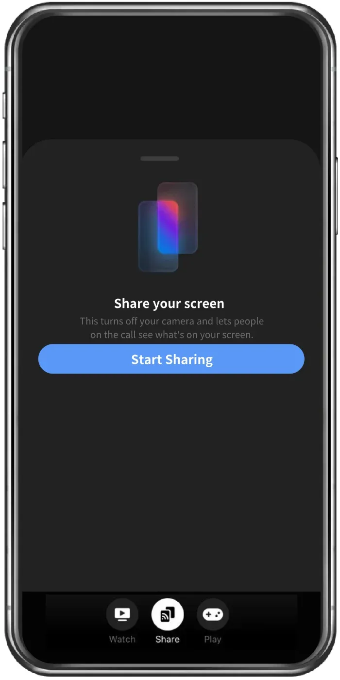 Start Sharing option in Messenger