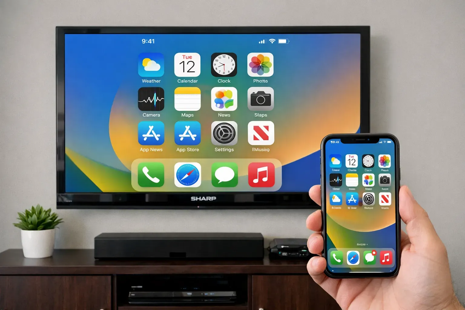 Mirror iPhone to Sharp TV