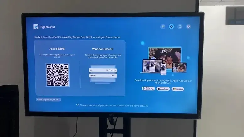 QR code on the television screen