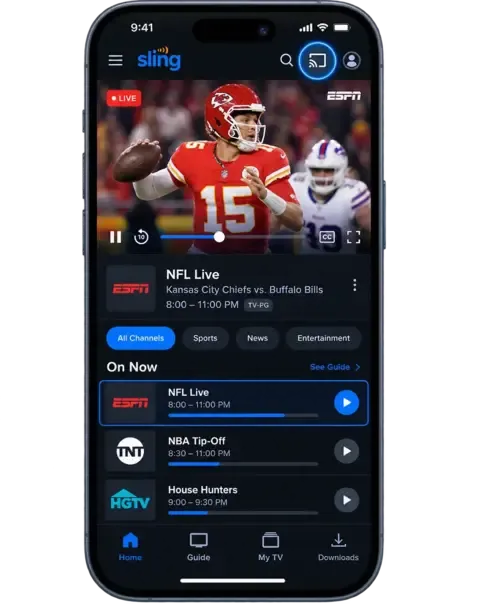 tap the Cast icon on Sling app
