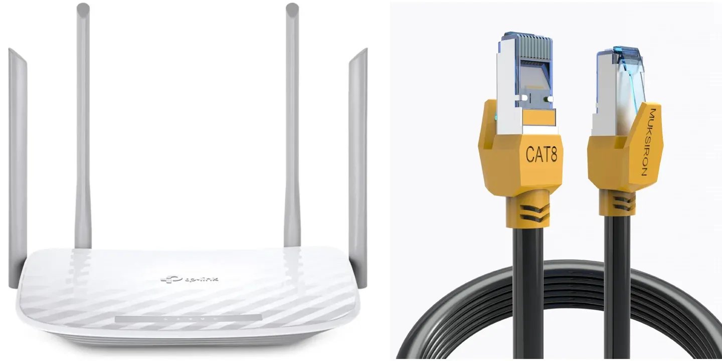 Ethernet cable and router