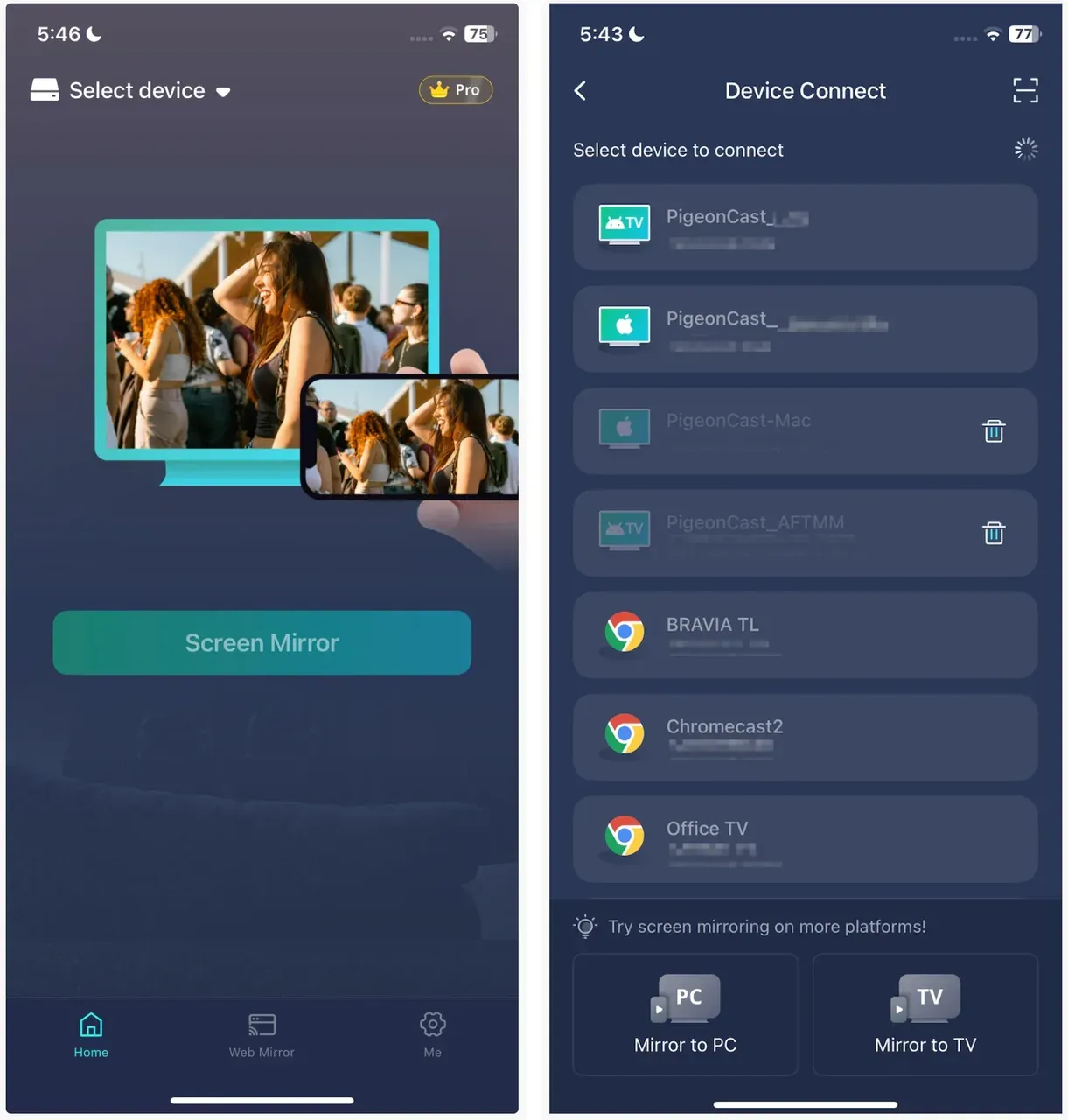 how to use PigeonCast for screen mirroring