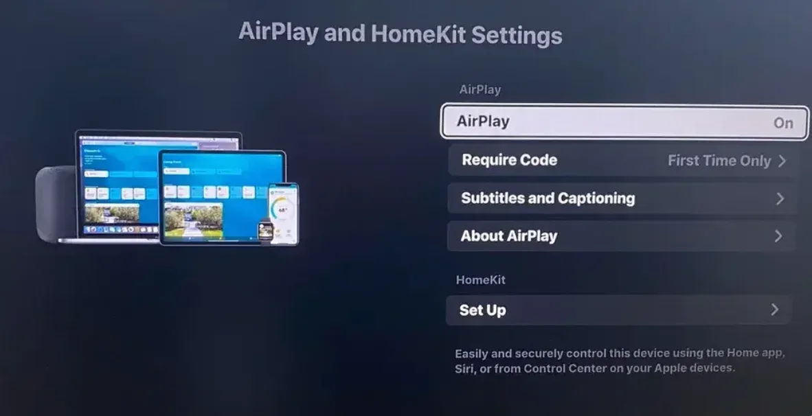 turn on AirPlay on TV