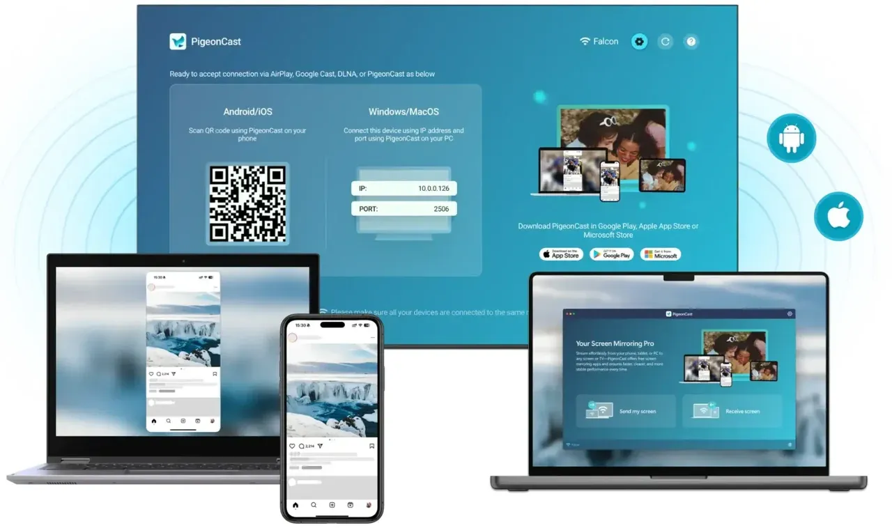 PigeonCast screen mirroring solutions