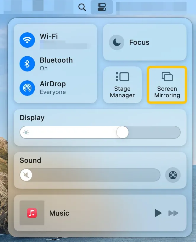 enable screen mirroring on MacBook Air