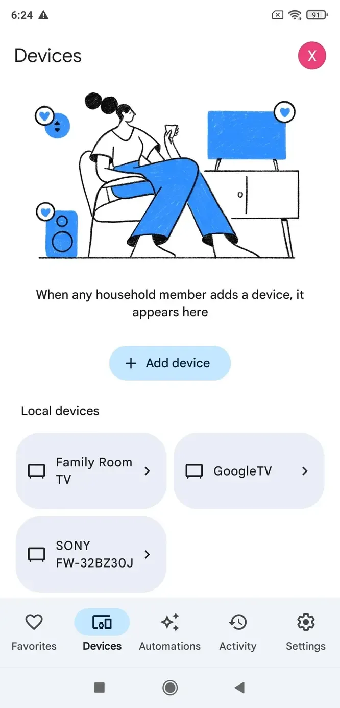 Device tab