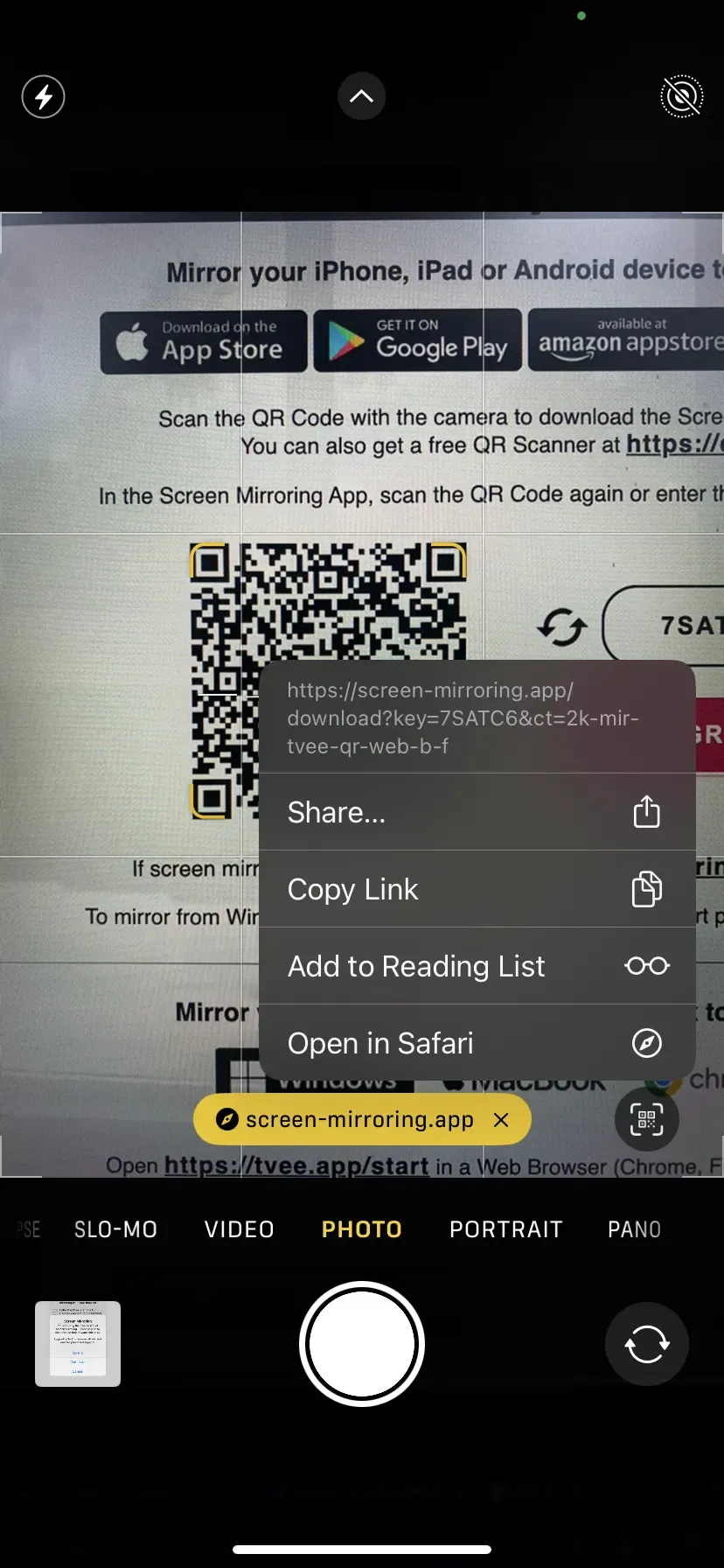use iPhone camera to scan the QR code
