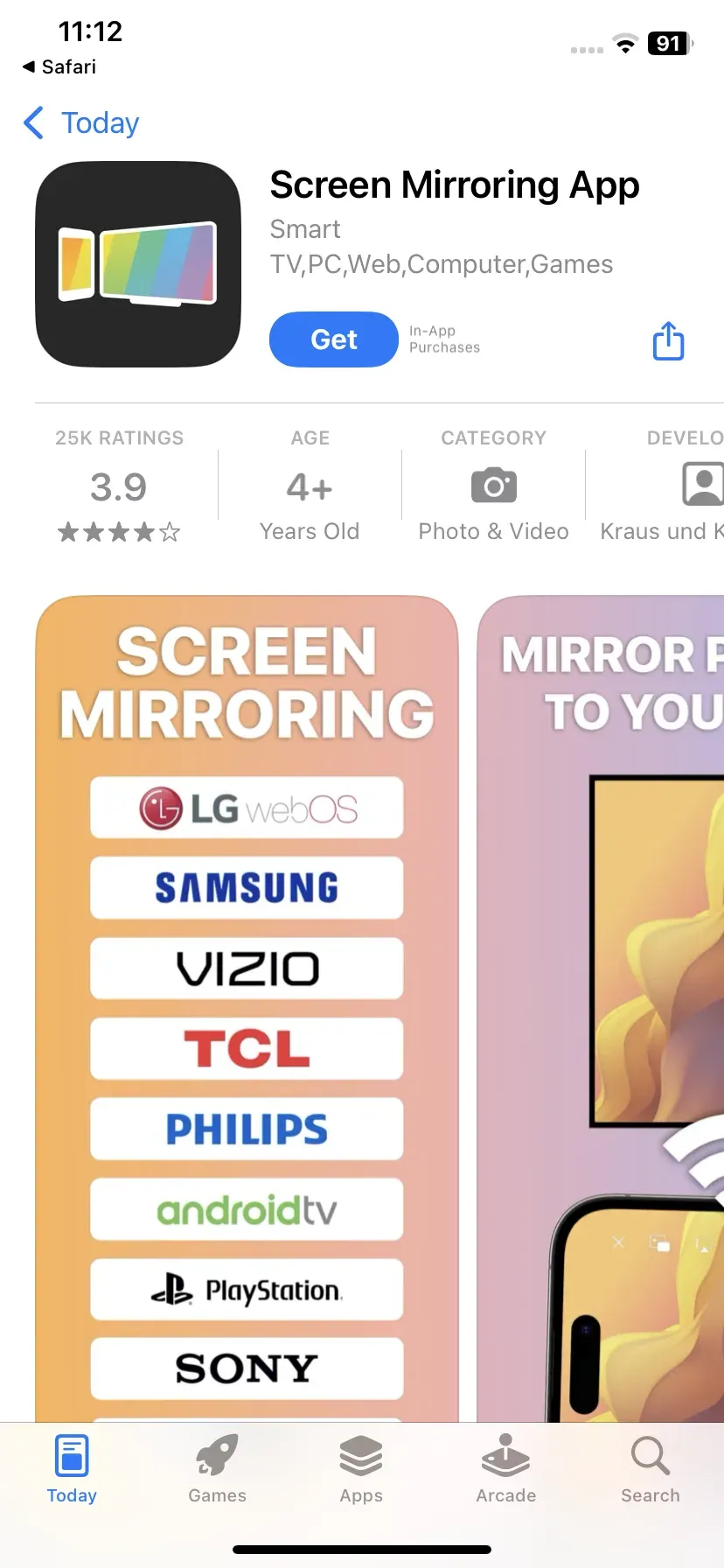 download Screen Mirroring app via App Store