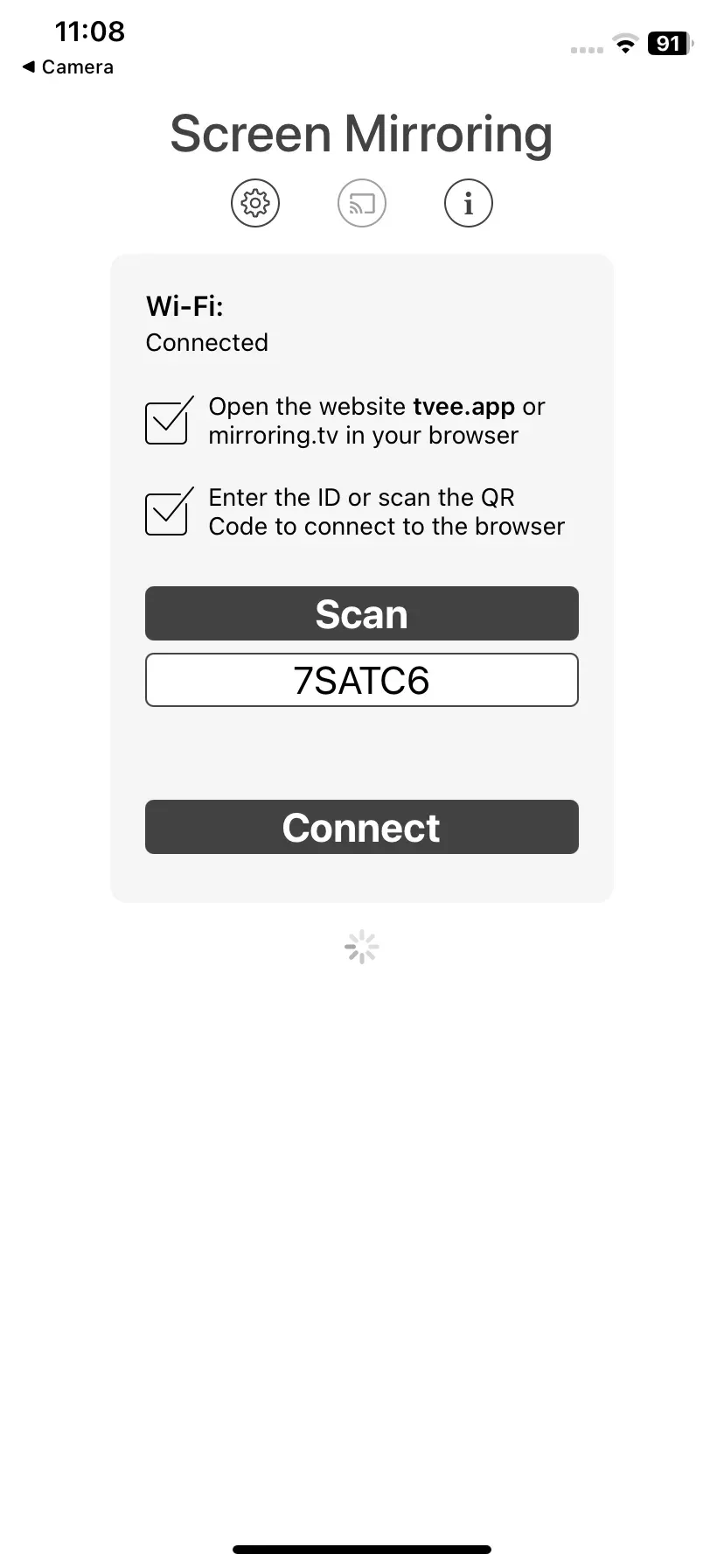 open Screen Mirroring app