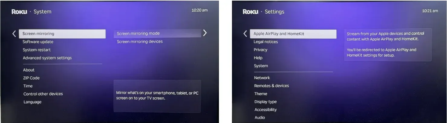 Screen mirroring, Apple AirPlay and HomeKit on Roku
