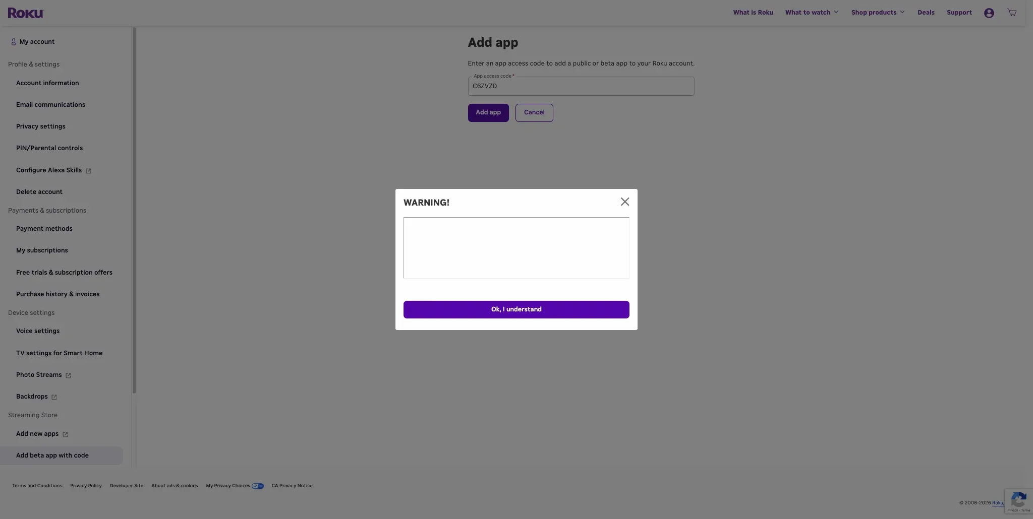 Roku's warning